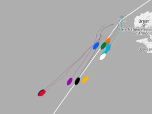 Visit Seattle - a little white boat on a big grey ocean.